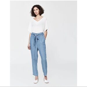 FARROW-CORRINE Pinstripe Relaxed High Rise Tie Waist Trouser (Small)
